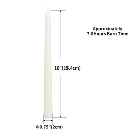 flamecan Ivory Taper Candles, Set of 20 Unscented and Smokeless 10 Inch Taper...