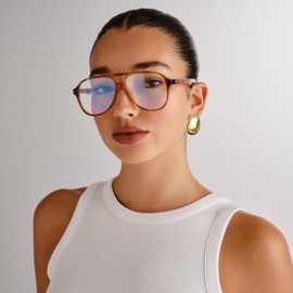 Le Specs Tragic Magic Blue Light Glasses - Vintage Tort, Aviator, Unisex, Classic 'Everyday' Style