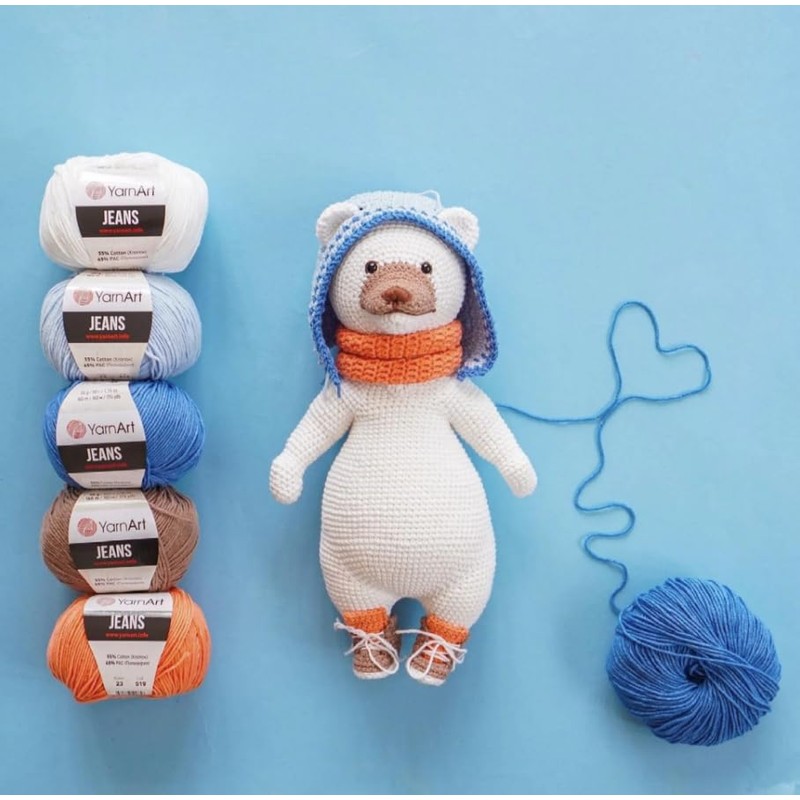 Yarn Art Jeans Yarn 160m, Soft Cotton Amigurumi Doll Animal