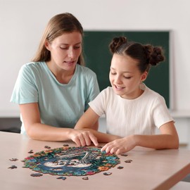 Jigfoxy Skeleton 2 Wooden Jigsaw Puzzles for Adults, 272pcs Unique Animal Shape Wood Puzzles, Birthday Gifts for Family Friend with wooden box(13.4 * 13.4in)