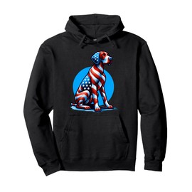 German Shorthaired Pointer Dog USA Flag 4th Of July Pullover Hoodie