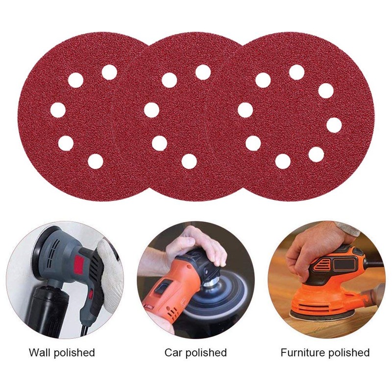 Maveek 50 Pieces 8 Holes Sanding Discs 40 Grit 5