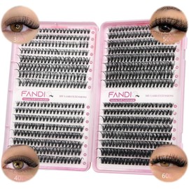 Natural Lash Clusters Wispy Cluster Eyelash Extensions 640PCS Individual Lashes 8-16mm D Curl DIY Lash Extension Natural Look Soft Comfortable Eyelash Clusters with Thin Band(C01)