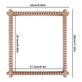WIYETY Wooden Loom Set, Large 28 x 25 cm Loom for Children, Square Wooden Loom with Frame, 12 Colours Wool Yarn, Needle, Weaving Comb and English Manual, Loom for Beginners