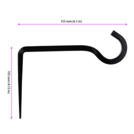 CHUENKUK Pack of 6 Plant Brackets Wall Metal 15 cm Black Wall Hooks for Hanging Basket, 6 Inch Hanging Basket Holder Wall Mount for Hanging