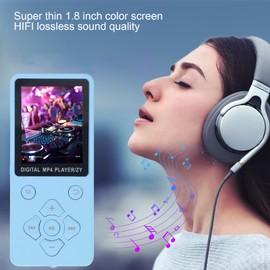 Mp3 Player with Bluetooth, HiFi Sound 1.8 Inch Screen Portable Music Player Digital Audio Player Noise Reduction Mp3 Music Player Support Up to 128GB (Blue)