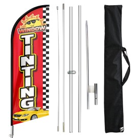 Auto Tinting Advertising Feather Flag, Window Tinting Swooper Flag with Flag Pole Kit and Ground Stake, Feather Banner Sign for Car Auto Tinting 11FT