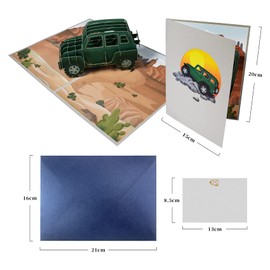 Magic Ants 3D SUV車のポップアップカード、誕生日のための手作りの3Dグリーティングカード、父の日、子供のお父さんの夫のための誕生日カード、すべての機会