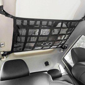 Tiardey Cargo Net with Zip Car Roof Storage Net 80 x 54cm Double-Layer Luggage Bag for Tents Quilts and Sundries