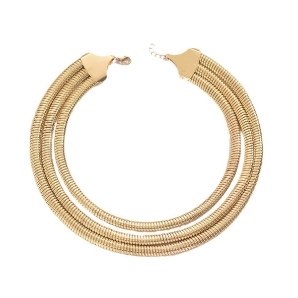 Yecomsy Chunky Snake Choker Necklace Triple Interlocking Snake Collar Necklace