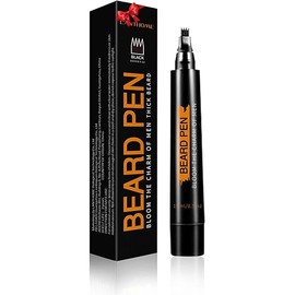 Beard Pencil Filler for Men (Black), Four-fork Tip Beard Styling Pen, Waterproof Sweat Proof Long Lasting Beard Pencil for Men Father Gift