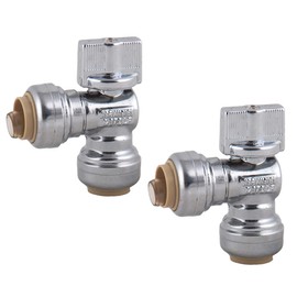 LD Valve- 1/4 Turn Push-Fit Angle Stop Valve, 1/2-in Ptc x 1/2-in Ptc LF Brass Angle Shut Off Valve, Chrome Plated Angle Water Supply Stop for Faucet or Toilet Installation(2-Pack)