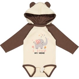 inktastic Elephant I Love My Meme Grandson Granddaughter Gift Long Sleeve Creeper 18 Months Natural & Brown W Ears 451de