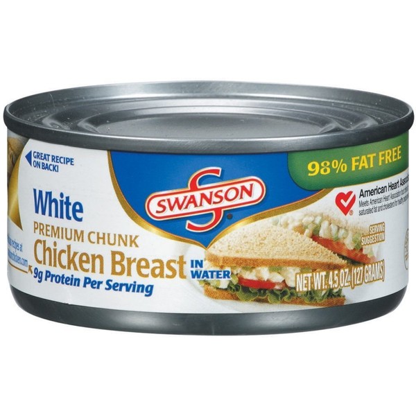 Swanson White Premium Chunk Chicken Breast in Water 4.5oz Can (Pack of 12)