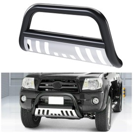 ECOTRIC Bull Bar Compatible with 2005-2015 Toyota Tacoma 3" Tube Stainless Steel Black Front Bumper Brush Push Grille Guard