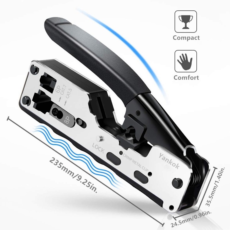 Yankok [CAT5 CAT6 CAT7 Modular Crimper] for Shielded and Unshielded