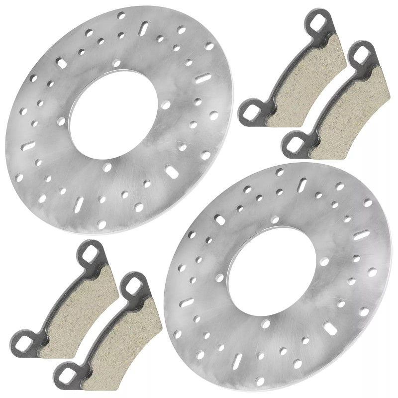 Caltric 2 Front Brake Disc Rotor And Pads for Polaris