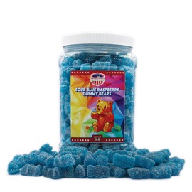 Gummy Bear 3LB In Plastic Clear Container (SOUR BLUE RASPBERRY)
