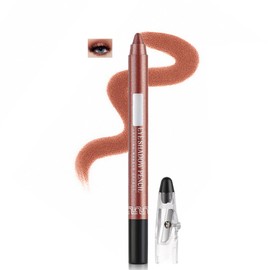 Shimmer Eyeshadow & Eyeliner Stick – Waterproof Cream Eye Pencil with Built-in Sharpener, Long-Wear Smudge-Proof Makeup for Day and Night (06#DARK BRONZE)