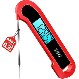 0.3 Sec Instant Read Meat Thermometer Digital for Cooking, Red | ±0.5℉ Precision, Food Thermometer for Grilling, Air Fryer, Smoker, BBQ Essentials,