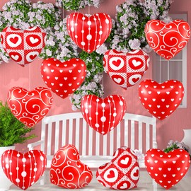 Chitidr 12 Pcs 12'' Valentine's Day Inflatable Heart Outdoor Decorations Large Valentines Heart Inflatable Hanging Ornaments PVC Inflatable Heart Outdoor Yard Decorations for Wedding Anniversary