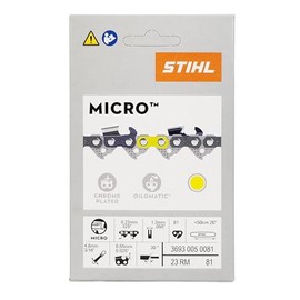 Genuine OEM 20" Chainsaw Chain 0.325" Pitch, 0.050" Gauge, 81 Drive Link, Rapid Micro (23RM 81) Fits STIHL 026, MS260, MS261, MS270, MS271, MS290, MS291 Chainsaws 3693-005-0081