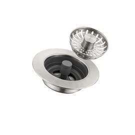 EclatFlax Kitchen Sink Stopper, 3-in-1 304 Stainless Steel Sink Drain Strainer, Anti-Clogging Filter Basket with Odor Seal, Fits US Standard 3.5-Inch Kitchen Sink Drain, Silver