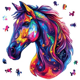 MYS A·U·R Horse Head Wooden Puzzle for Adults, Jigsaw Puzzles(15.8 * 18.3in-500pcs), Unique Shape Animal Adult Puzzles,Irregular Wood Puzzles Best Gift for Adults and Kids Family Game