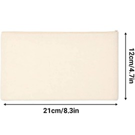 Pack of 10 DIY Blank Fabric Bags, Fabric Pencil Case for Painting, Cosmetic Bag, Fabric Bag, Zip, Blank Makeup Bag, Travel Toiletry Bag, Small, 21 x 12 cm, White