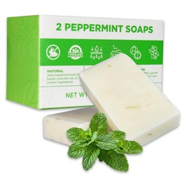 Princess Belle Peppermint Bar Soap, Natural Soap for Face and Body, Exfoliating and Moisturizing Bar Soap for All Types Skin, 2 Pack