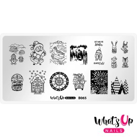 Whats Up Nails B065 Winter Flurryland Stamping Plate For Christmas Stamped Nail Art Design