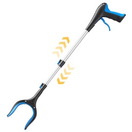 FGRHY Telescopic Grabber Reacher Tool, 5-Level Adjustable Length (23'' to 41'') - Trash Claw Gripper, Pickup Stick for Litter Picking, Yard Work, and Seniors (Blue)