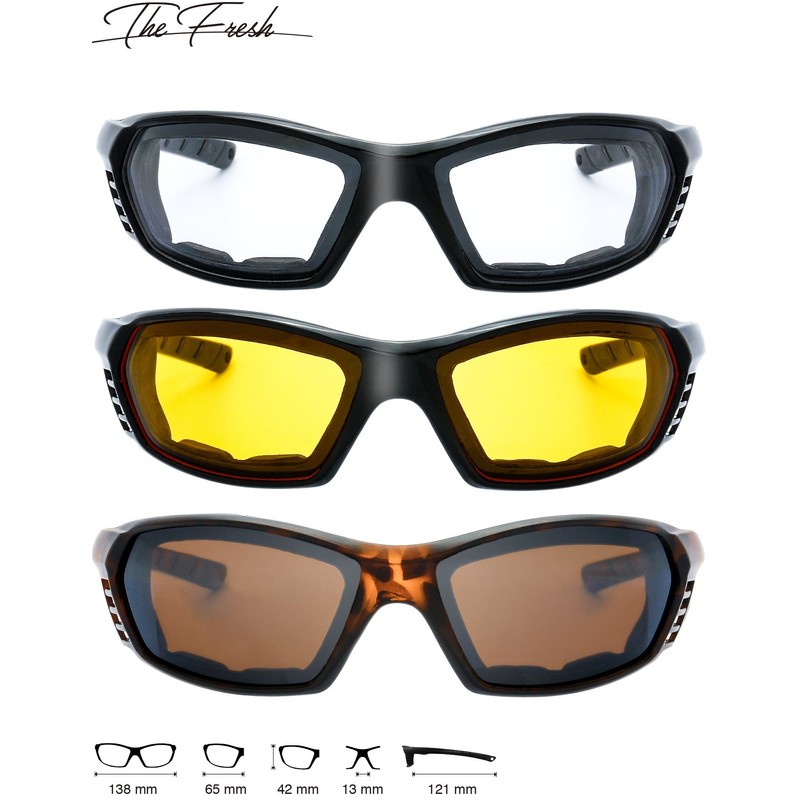 3 Pairs Motorcycle Riding Glasses Padded Frame Lens Block 100%