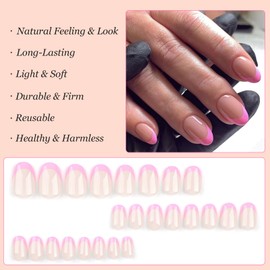 Boloshine 24Pcs French False Nails, Press on Nails French Tip False Nails, Glossy Full Cover Acrylic Nail Tips, Removable French Fake Nails Stick on Nail for Girls Women - Rendezvous of Roses