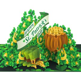 HEARTAGS Happy St Patricks day Pop Up Card, St Patricks Day Greeting Card