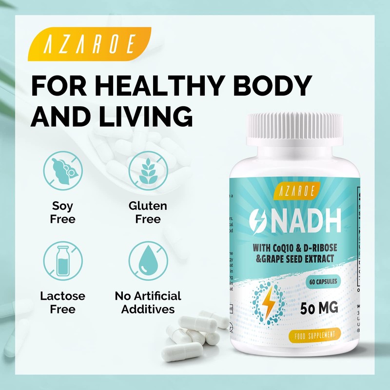 NADH 50mg Maximum Strength NADH - Energy Booster, NAD+ Supplement,