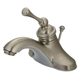 Kingston Brass KB3548 Victorian 4-Inch Centerset Lavatory Faucet with Metal Lever Handle and Plastic Pop-Up, Brushed Nickel