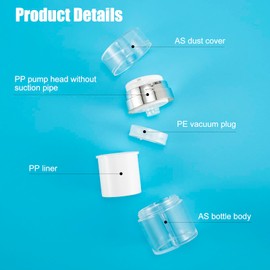 Pack of 2 Airless Pump Jars, 15 ml Vacuum Pump Container, Refillable, Portable Travel Cosmetic Pump Dispenser with Shovel for Cosmetics and Home Care