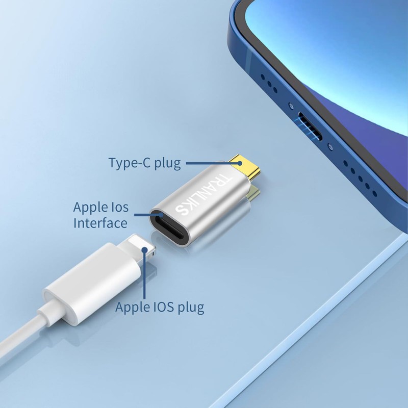 TRANLIKS for Lightning to USB C Adapter, Supports PD 60W