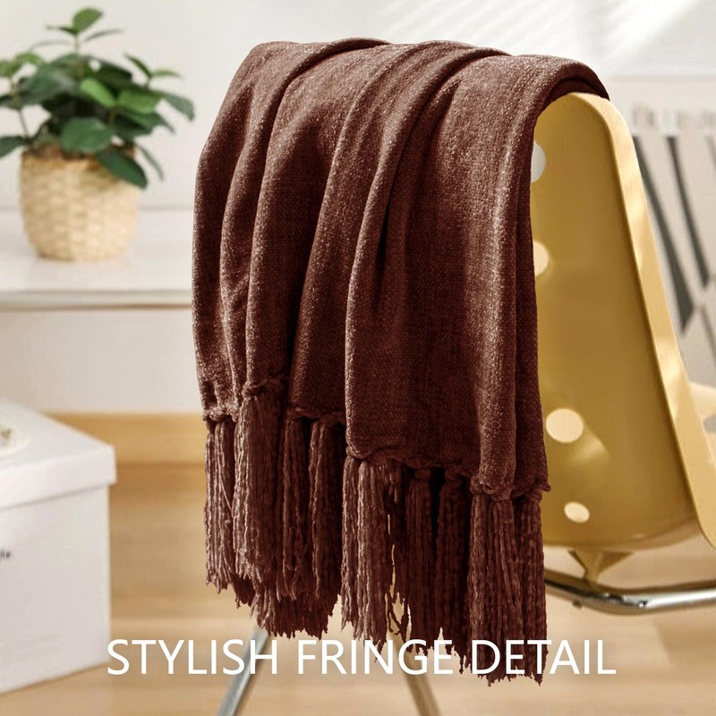 CREATE Chenille Throw Blanket - 50"X 60", Soft Cozy Blanket