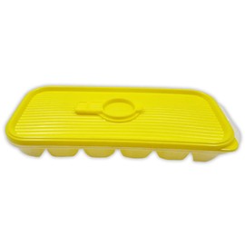 Ice Cube Tray with Lid – Easy Fill and Release – No Spills – Enjoy Cold Summer Drinks - Mess Free HANDLING of ICE Trays (Yellow)
