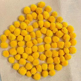 EliteKoopers 25mm Wool Christmas Pompom Balls for Xmas, Crafts Making, Hobby Supplies and Decoration Item (Yellow Gold, 100 Pompom)