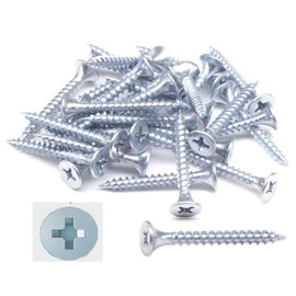 TERF® Drywall Fine Thread Sharp Point Zinc Screws 3.5 X 38mm Phillips Flat Countersunk Zinc Screws For Drywall Plasterboard Wood and other similar types Screw Size 3.5 X 38mm - Pack of 100