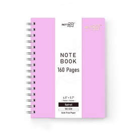RETTACY Pocket Notebook, Mini Spiral Notebook with 160 Pages, 4.5" × 5.7", A6 Small Size, Lined Notepad for Work, 100 GSM Thick Paper, Flexible Plastic Cover (Lilac)