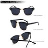 EJDHA Retro Half Frame Sunglasses Black Gold UV Protection Mirrored