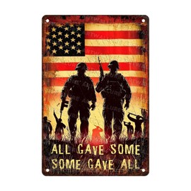 ARTWALLURE Veteran Metal Sign All Gave Some Some Gave All Vintage Tin Sign for Inspirational Farmhouse Country Patriotic Religious Veteran Decor 8x12inch