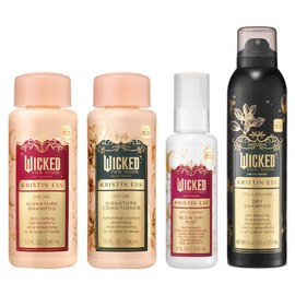 Kristin Ess Kristin Ess Wicked Limited Edition Regimen Set - Signature Salon Sulfate Free Shampoo and Conditioner, Dry Shampoo Spray for Oily Hair, Hydrating Heat Protection Spray for Hair - 4 pack
