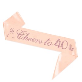 Cheers to 40 Sash with Rose Gold Foil - Champagne Soft Satin for Girls - 40th Birthday Sash Gifts - 40 Years Old 40th Birthday Party Favors Supplies