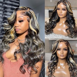 Recomtic Glueless Wigs Human Hair Pre Plucked Pre Cu tHighlight Wear and Go 1B/27 5x5 HD Lace Closure Wigs Honey Blonde Body Wave Lace Front Wigs Human Hair for Women