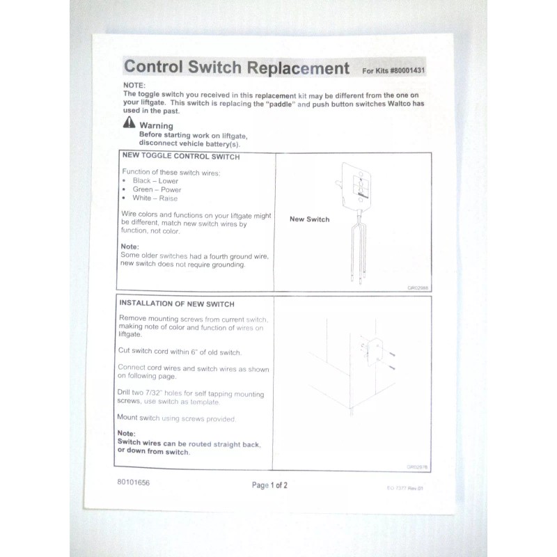 Waltco 80001431 OEM Liftgate Switch, toggle style